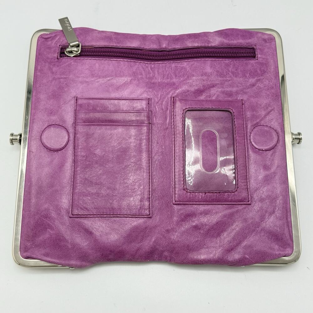 Hobo International Lauren Purple Leather Double Kisslock Clutch Large Wallet - Picture 5 of 7